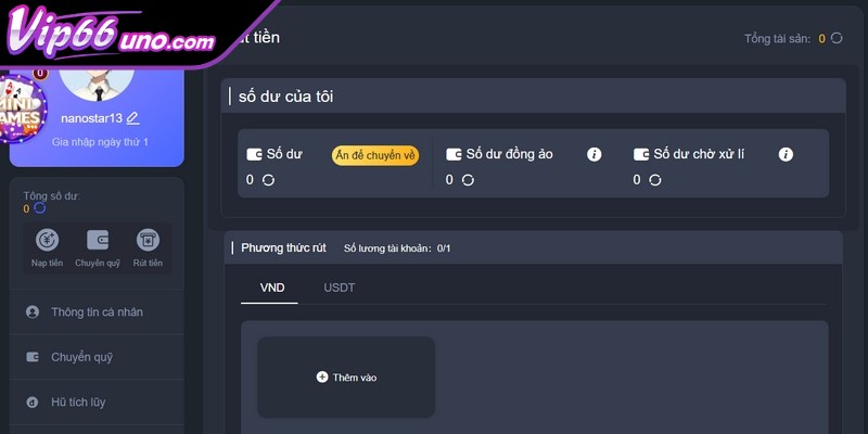 Tài khoản sử dụng phải là chính chủ để thực hiện rút tiền Vip66
